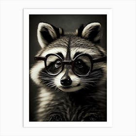 Raccoon Wearing Glasses Vintage 3 Art Print