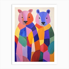 Colourful Kids Animal Art Wombat 3 Art Print