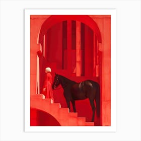 Woman And A Horse Art Print