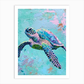 Impasto Pastel Sea Turtle Painting 1 Art Print
