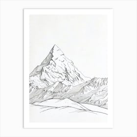 Alpamayo Peru Line Drawing 1 Art Print