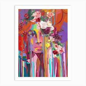 Woman Floral Portrait Art Print