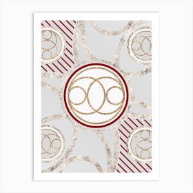 Geometric Abstract Glyph in Festive Gold Silver and Red n.0013 Art Print