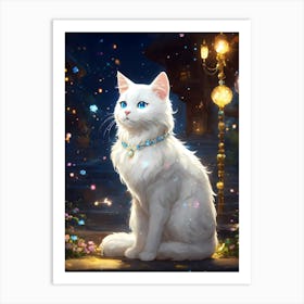 White Cat With Blue Eyes 5 Art Print