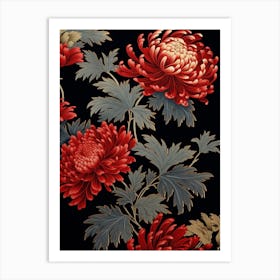 Chrysanthemums 9 William Morris Style Winter Florals Art Print