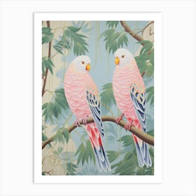 Vintage Japanese Inspired Bird Print Budgerigar 2 Art Print