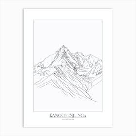 Kangchenjunga Nepal India Line Drawing 4 Poster Art Print