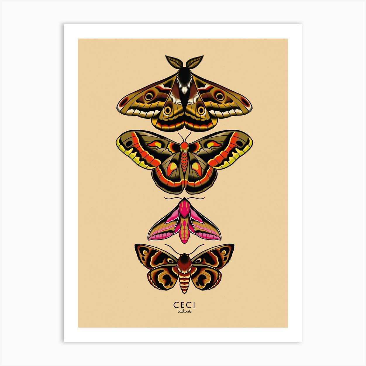 Moth Tattoo Stickers for Sale  Redbubble