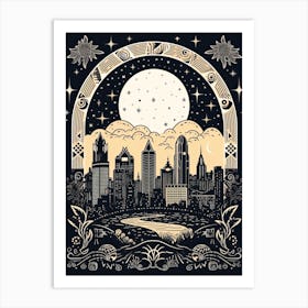 Philadelphia, United States, Tarot Card Travel  Line Art 4 Art Print