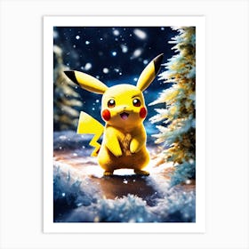 Pikachu In The Snow Art Print