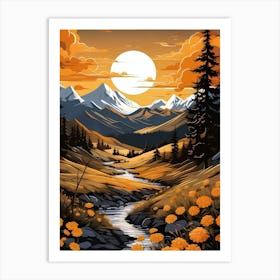 Forest at sunset Art Print