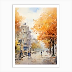 Sofia Bulgaria In Autumn Fall, Watercolour 3 Art Print