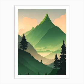 Misty Mountains Vertical Composition In Green Tone 168 Art Print