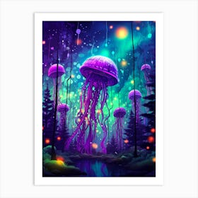 Jellyfish In The Forest Art Print
