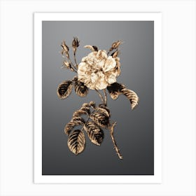 Gold Botanical Pink Wild Rose on Soft Gray n.0300 Art Print