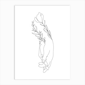 Couple hands line art Art Print