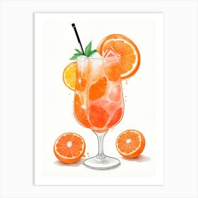 Aperol With Ice And Orange Watercolor Vertical Composition 49 Art Print