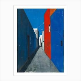 Blue And Red Alley Art Print