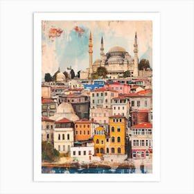 Kitsch Istanbul Skyline Painting 2 Art Print