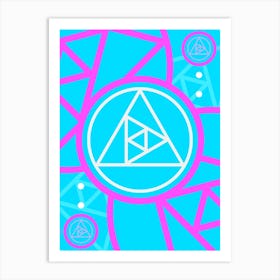 Geometric Glyph in White and Bubblegum Pink and Candy Blue n.0020 Art Print