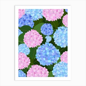 Hydrangeas Pink And Blue Art Print