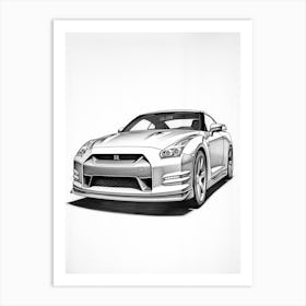 Nissan Gtr Line Drawing 3 Art Print