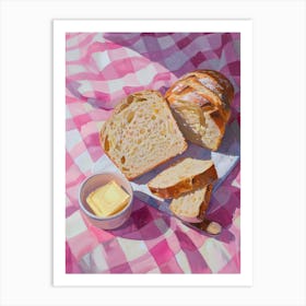 Pink Breakfast Food Bread And Butter 1 Art Print