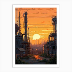 Industrial Landscape Pixel Art 1 Art Print