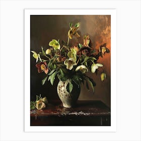 Baroque Floral Still Life Hellebore 1 Art Print