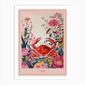 Floral Animal Painting Crab 1 Poster Art Print