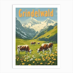 Aihrgdesign A Classic 1960s Travel Poster For Grindelwald Art Print