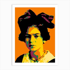 Frida Kahlo in Colorful Abstract Pop Art Illustration Art Print