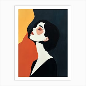 Woman In Black And Orange, Boho Art Print