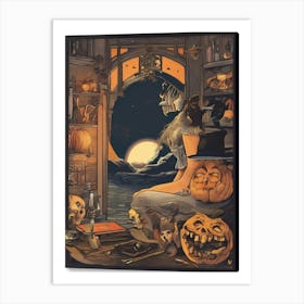 Witches And Pumpkins Art Print