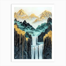 Western Ghats Golden Peaks - Mystic Geometry Art Print