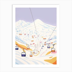 Gudauri   Georgia, Ski Resort Pastel Colours Illustration 1 Art Print