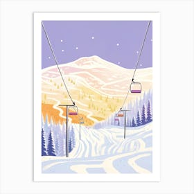 Steamboat Ski Resort   Colorado, Usa, Ski Resort Pastel Colours Illustration 3 Art Print