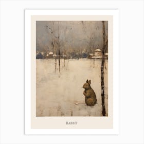 Vintage Winter Animal Painting Poster Rabbit 3 Art Print