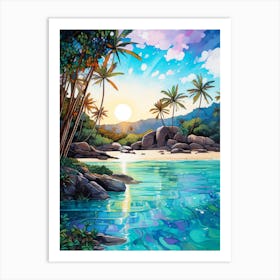 A Painting Of Anse Source Dargent, Seychelles 3 Art Print