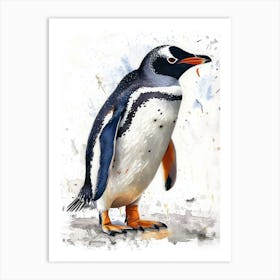 Humboldt Penguin King George Island Watercolour Painting 1 Art Print