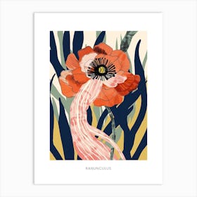 Colourful Flower Illustration Poster Ranunculus 3 Art Print