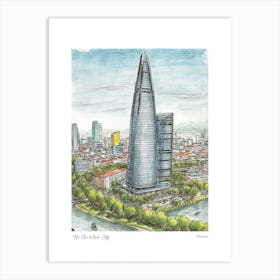 Ho Chi Minh City Vietnam Drawing Pencil Style 1 Travel Poster Art Print