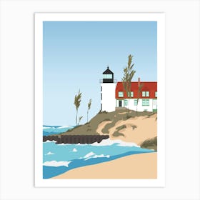 Lighthouse on Lake Michigan Art Print