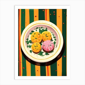 A Plate Of Pumpkins, Autumn Food Illustration Top View 27 Art Print