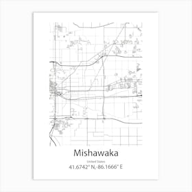 Mishawaka,United States Minimalist Map Póster