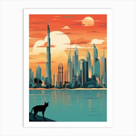 Dubai, United Arab Emirates Skyline With A Cat 0 Art Print