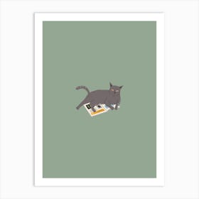 Cat Laying On Paper Art Print