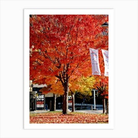 An Autumnal Scene Rich In Fall Foliage Utilizing A Vibrant Red And Orange Color Palette Showcasin (2) 1 Art Print