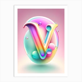 V, Alphabet Bubble Rainbow Art Print