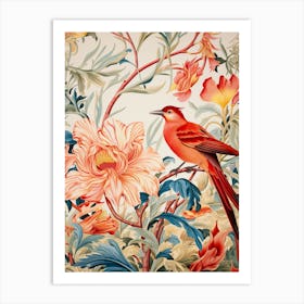 Red Bird On A Flower Art Print